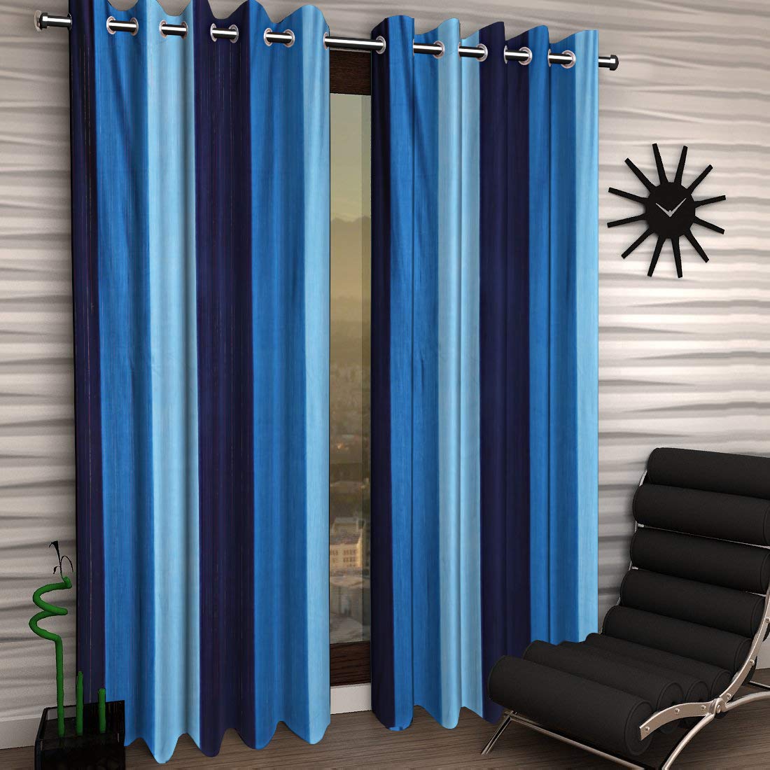 Kuber Industries 1 Piece Polyester 7 Feet Eyelet Door Curtain (Blue) -Ctktc13017