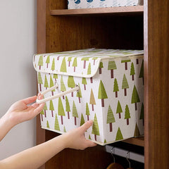 Kuber Industries Large Foldable Storage Box With Lid|Toys Storage Bin|Wardrobe Organizer For clothes|Front Handle & Sturdy Pack Of-4 (Green)