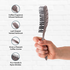 Homestic Hair Brush | Detangler Hair Brush | Leaf Flexible Bristles | Hair Brush with Paddle | Quick Drying Hair Brush | Suitable For All Hair Types | 3 Piece | HSBIOCFE | Coffee