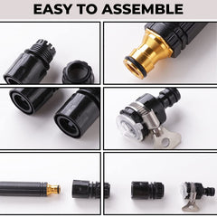 Kuber Industries Nozzle Water Pipe|Non-Slip|Comfortable Grip|Multiple Spray Modes|Brass Nozzle Water Spray Gun For ½” Water Pipe|Ideal Pipe Nozzle For Car Wash,Gardening & Other Uses|Black|(Pack of 2)
