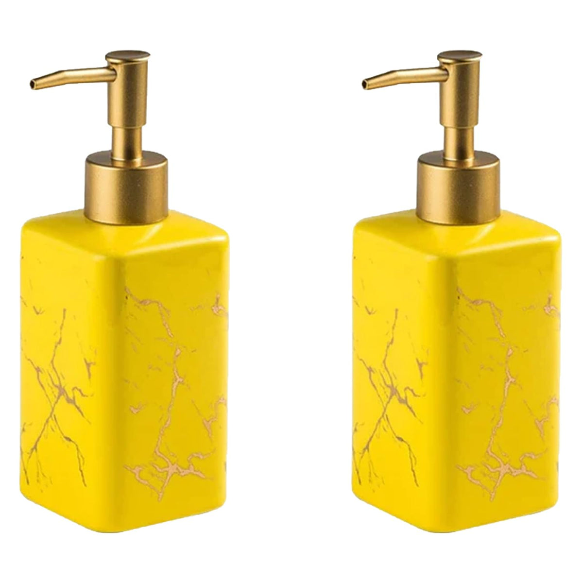 Kuber Industries Liquid Soap Dispenser | Handwash Soap Dispenser | Soap Dispenser for Wash Basin | Shampoo Dispenser Bottle | Bathroom Dispenser Bottle | 320 ml | Pack of 2 | Yellow