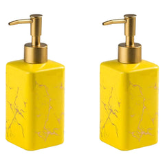 Kuber Industries Liquid Soap Dispenser | Handwash Soap Dispenser | Soap Dispenser for Wash Basin | Shampoo Dispenser Bottle | Bathroom Dispenser Bottle | 320 ml | Pack of 2 | Yellow
