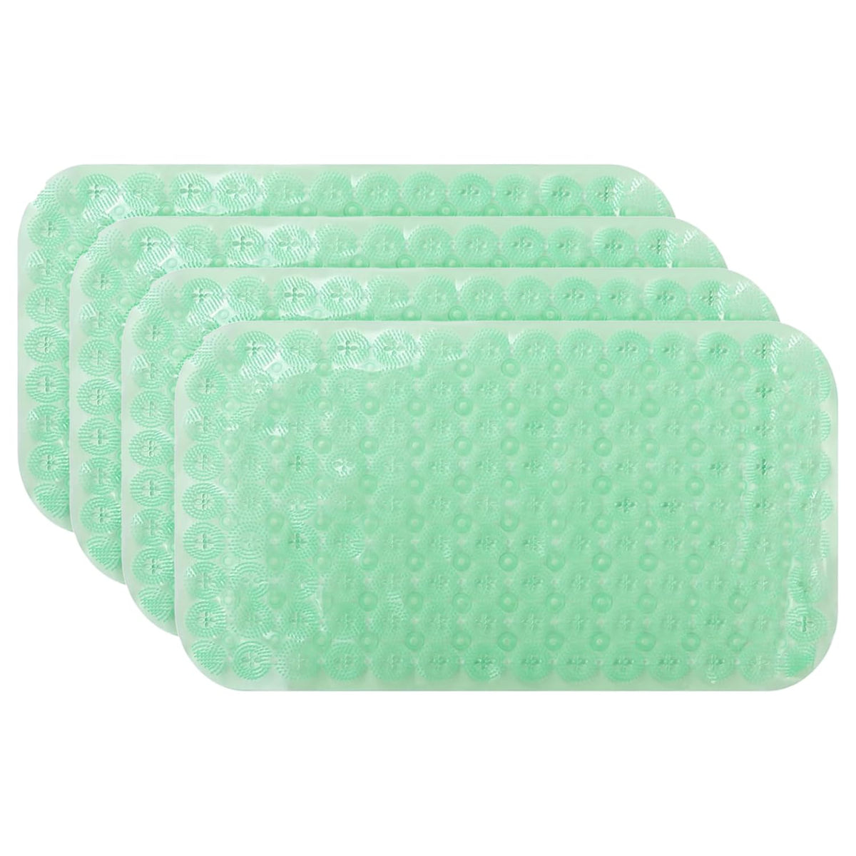 Kuber Industries Bath Mat | PVC Bathroom Mat | Shower Bath Mat | Floor Tub Mat | Foot Massager Mat | Anti-Skid Shower Bathroom Mat | B-01B |Pack of 4| Green