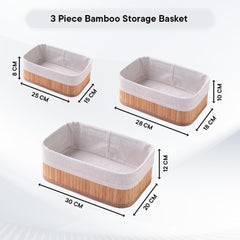 Kuber Industries Pack of 36 Bamboo Storage Basket With Liner|Fodable Storage Organizer|Box For Cloth, Toiletry, Bathroom|Capacity 14.9L, 10.5L, 3.5L, 1.9L|Natural|