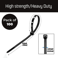 Kuber Industries Self Locking Cable Ties (250 mm x 3.6 mm - Pack of 300 Pcs) Black
