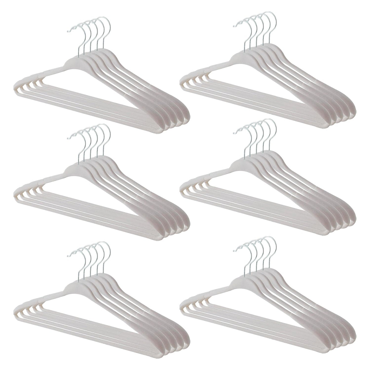 Kuber IndustriesVelvet Cloth Hanger Set of 30 With Chromed Plated Steel Hook|GREY|