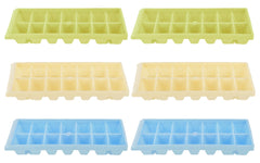 Heart Home Plastic Ice Cube Tray Set with 14 Section- Pack of 6 (Cream & Green & Blue)-HS43HEARTH25795