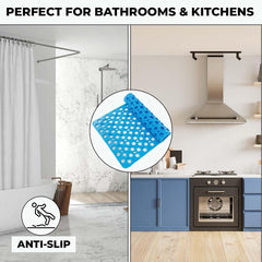 Kuber Industries Bathroom Mat|Anti Slip Mat for Bathroom Floor|Durable,Wear Resistant & Easy to Maintain|Foot Massager Door Mat with Water Drainage Holes|HY-03|40 x 70 cm,Sky Blue (Pack of 2)