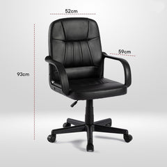 Heart Home Ergonomic Leather Office Chairs for Work from Home | Comes with Manual Height Adjustable, Armrest, Headrest & Lumbar Support | Comfy Study Chair for Students with Wheels | Black