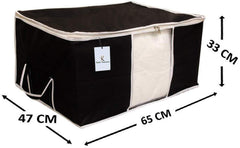 Kuber Industries 12 Piece Non Woven Underbed Storage Bag,Storage Organiser,Blanket Cover with Transparent Window,Extra Large, Black CTKTC034431