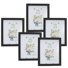 Kuber Industries Photo Frame For Home Décor|Use Horizontal & Vertical|Crystal Clear Glass|Perfect For Home, Office And Shop "21.8x26.9CM"-Pack of 5 (Black)
