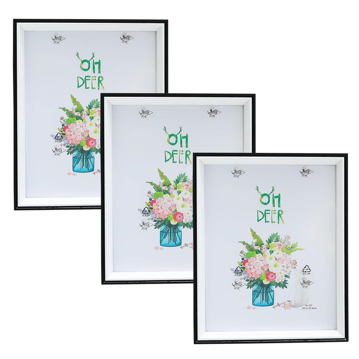 Kuber Industries Photo Frame For Home Décor|Use Horizontal & Vertical|Crystal Clear Glass|Perfect For Home, Office And Shop "21.8x26.9CM"-Pack of 3 (Black)