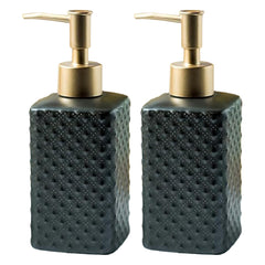 Kuber Industries Liquid Soap Dispenser | Handwash Soap Dispenser | Soap Dispenser for Wash Basin | Shampoo Dispenser Bottle | Bathroom Dispenser Bottle | Pack of 2 | 350 ml | Black