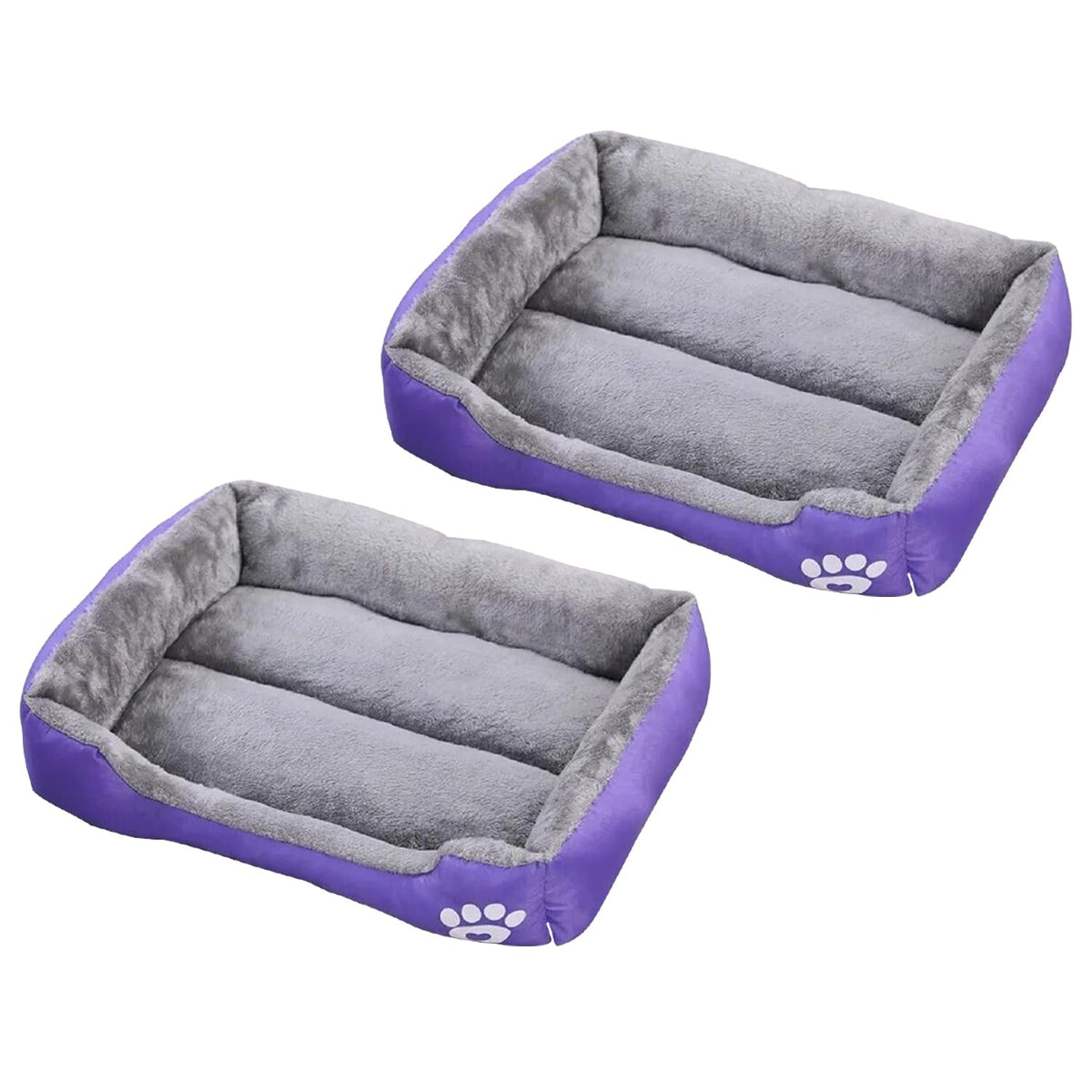 Kuber Industries Dog & Cat Bed|Super Soft Plush Top Pet Bed|Oxford Cloth Polyester Filling| Washable Dog Bed|Rectangular Cat Bed with Rise-Edge Pillow|QY036P-L|Purple(Pack of 2)
