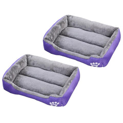 Kuber Industries Dog & Cat Bed|Super Soft Plush Top Pet Bed|Oxford Cloth Polyester Filling| Washable Dog Bed|Rectangular Cat Bed with Rise-Edge Pillow|QY036P-L|Purple(Pack of 2)