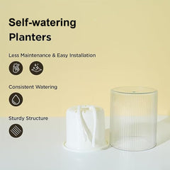 Urbane Home Flower Pot | Flower Planter Pots for Indoor | Flower Pots for Outdoor | Pot for Garden & Balcony Flowering | Self Watering Flower Pot | BGX01F..| Pack of 2 | White