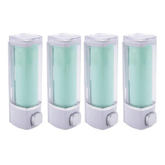 Kuber Industries Manual Shampoo & Soap Dispenser | Wall Mounted | Soap Dispenser for Kitchen & Bathroom | Refillable, Lightweight & Durable | Easy to Clean | Green Color (Pack of 4)