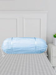 Kuber Industries Bolster Covers | Cotton Bolster Cover Set | Diwan Bolster Cover Set | Bolster Pillow Cover | Plain Lace Print Masand Cover | 16x32 Inch | Pack of 6 | Sky Blue