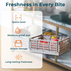 Kuber Industries Large Refrigerator Storage Crisper/Fridge Container Without Lid-Pack of 6 (Grey)