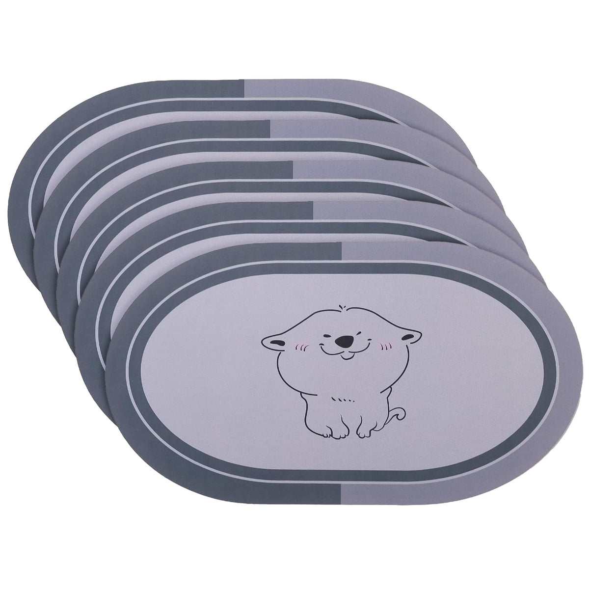 Kuber Industries Bath Mat | PVC Bathroom Mat | Shower Bath Mat | Floor Tub Mat | Diatom Mud Oval Mat | Anti-Skid Shower Bathroom Mat | CF-220804 |Pack of 5| Gray
