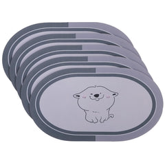 Kuber Industries Bath Mat | PVC Bathroom Mat | Shower Bath Mat | Floor Tub Mat | Diatom Mud Oval Mat | Anti-Skid Shower Bathroom Mat | CF-220804 |Pack of 5| Gray