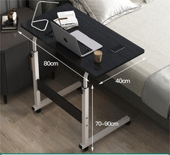 Kuber Industries Ergonomic Manual Height Adjustable Table for Work & Study with Wheels | Multifnctional Portable Standing Desk & Laptop Tables for Work from Home & Office | LF180BLK-Black