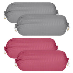 Kuber Industries Bolster Covers | Soft Cotton Bolster Cover Set | Diwan Round Bolster Pillow Covers | Striped Pattern Masand Cover | 16x32 Inch | Pack of 4 | Multicolor