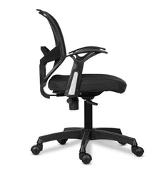 Kuber Industries Ergonomic Revolving Office Chairs for Work from Home | Comes with Manual Height Adjustable, Armrest & 2D Lumbar Support | Comfy Study Chair for Students with Wheels | Black
