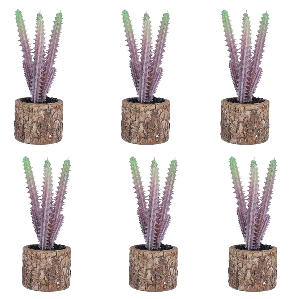 Kuber Industries Artificial Plants for Home D�cor|Natural Looking Indoor Fake Plants with Pot|Artificial Flowers for Decoration-Pack of 6 (Lavender)