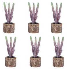 Kuber Industries Artificial Plants for Home D�cor|Natural Looking Indoor Fake Plants with Pot|Artificial Flowers for Decoration-Pack of 6 (Lavender)