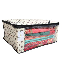 Kuber Industries 12 Piece Non Woven Saree Cover Set, Ivory (NONWOVENNWSC13)