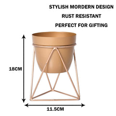 Homestic Planter | Planter Stand for Garden | Plant Stand for Home | Planter Pot Stand for Outdoor | Gamla Stand for Home | Metal Indoor Pots with Drainage Hole | Set of 1 | Gold