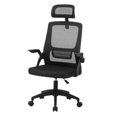 Kuber Industries Ergonomic Office Chairs for Work From Home | Comes with Manual Height Adjustable, Armrest, Headrest & Lumbar Support | Comfy Study Chair for Students with Wheels | Black | 2011-1W-BLK