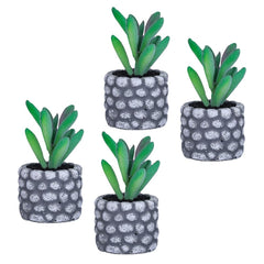 Kuber Industries Artificial Plants for Home D?cor|Natural Looking Indoor Fake Plants with Pot|Artificial Flowers for Decoration-Pack of 4 (Green)