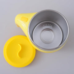 Heart Home Anti-Fall Insulated Coffee Mug with Suction Bottom | Leak-proof Stainless Steel Tumbler | Coffee Mug with Lid and Handle | 500 ML | Yellow
