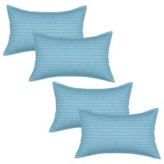 Heart Home Pillow Cover | Cotton Pillow Cover | Striped Pattern Pillow Cover | Soft Pillow Cover for Home | Pillow Cover for Bedroom | Set of 4 | Sky Blue