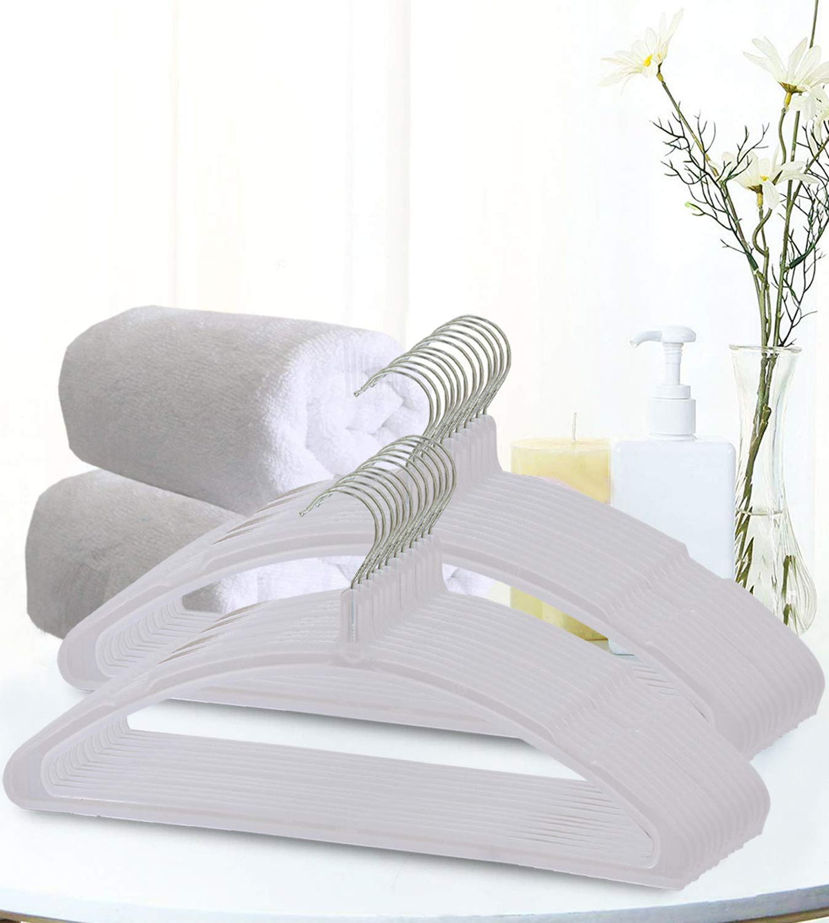 Heart Home 24 Piece Plastic Hanger Set for Wardrobe, (White) HEART7095