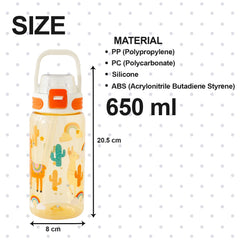 Kuber Industries Pack of 4 Kids Water Bottle With Straw |Sipper Water Bottle For Kids Boys Girls| Water Bottle with Locking Flip Lid | 650 ml | White | SYZ-7782A