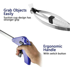 Kuber Industries Extending Garbage Picker|Foldable Helping Hand Tool| Excellent Grip Handle with Lock Latch (Blue)