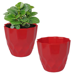 Heart Home Flower Pot | Flower Planter Pots for Indoor | Flower Pots for Outdoor | Pot for Garden & Balcony Flowering | Flower Plants Pot | Barfi Flower Pot | 6 Inch | Pack of 2 | Red