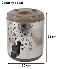 Heart Home Food Grade, BPA Free, Insulated Hot & Cold Stainless Steel Water Jug/Camper, 6 Ltrs (Brown)-HS42HEARTH25203