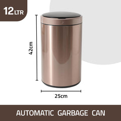 Homestic Sensor Dustbin | Round Sensor Dustbin | Touchless Trash Can | Smart Dustbin for Bedroom-Office-Living Room | Automatic Garbage Can | HN-ZY-RG-12L | Rose Gold