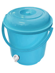 Kuber Industries Multipurposes Plastic Bucket with Lid & Tap System for Home Cleaning & Save Water, 18Ltr. (Blue)