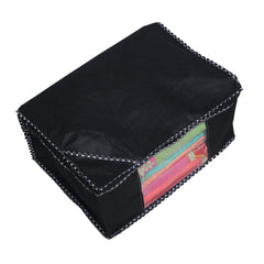 Kuber Industries Single Saree Covers With Zip|Saree Packing Covers For Wedding|Saree Cover Set Of 3 (Black)