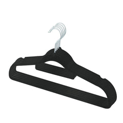Kuber IndustriesVelvet Cloth Hanger Set of 25 With Chromed Plated Steel Hook (Black)