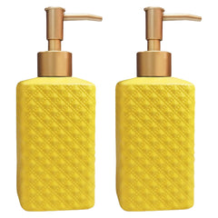 Kuber Industries Liquid Soap Dispenser | Handwash Soap Dispenser | Soap Dispenser for Wash Basin | Shampoo Dispenser Bottle | Bathroom Dispenser Bottle | Pack of 2 | ZX021YW | 350 ml | Yellow