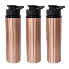 Kuber Industries Copper Water Bottle with Sipper | BPA Free & Non-Toxic | Leakproof, Durable & Lightweight|with Added Health Benefits of Copper | Ergonomic Design & Easy to Clean | 750 ML (Pack of 3)