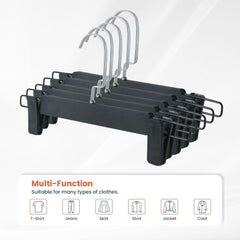Kuber IndustriesRecycled Plastic Cloth Hanger Set of 10 With Chromed Plated Steel Hook (Black)