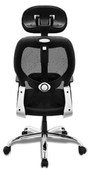 Kuber Industries Ergonomic Office Chairs for Work From Home | Comes with Manual Height Adjustable, Armrest, Headrest & 2D Lumbar Support | Comfy Study Chair for Students with Wheels | Black