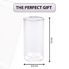 Kuber Industries 10 Pcs Double Walled Glasses | Borosilicate Glass Tumblers for Water | High Heet Resistance | Microwave & Dishwasher Safe | Juice Glasse | 250 ML | Pack of 5 | Transparent